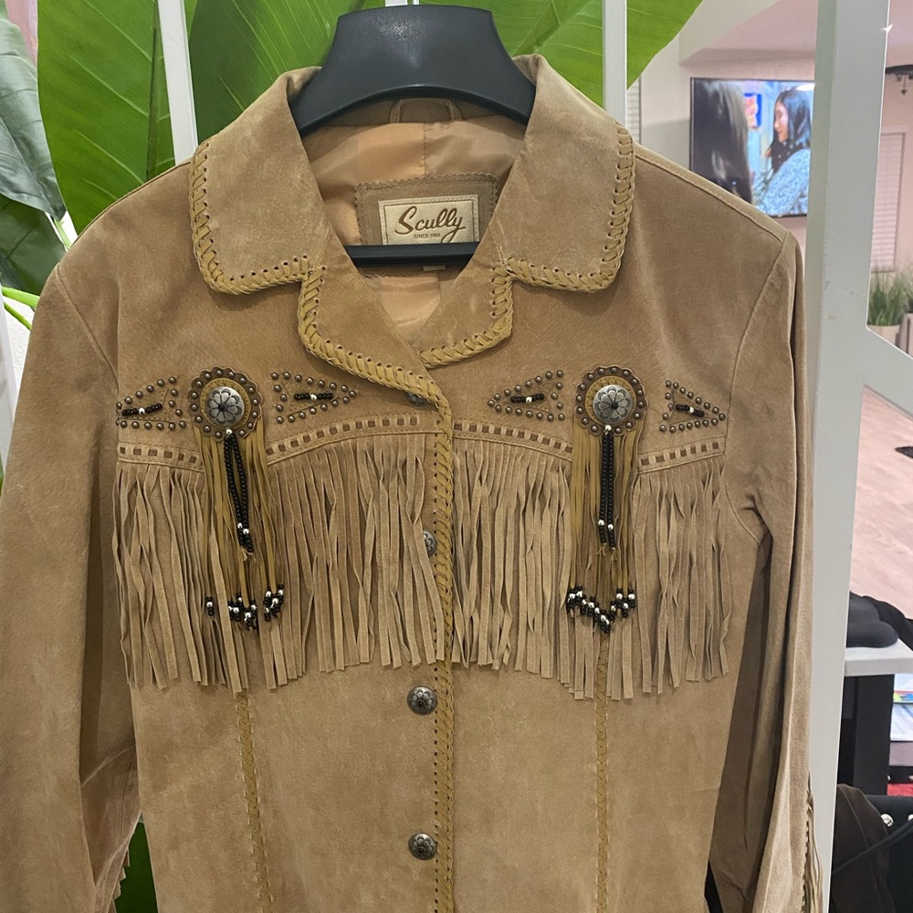 Scully Women's Beige Suede Fringe Jacket